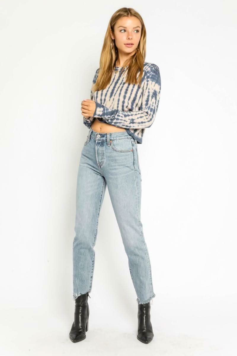 Manny Nude and Navy Tie-Dye Sweater Top