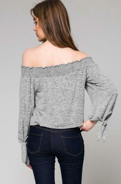 Montauk Heather Grey Off-The-Shoulder Top