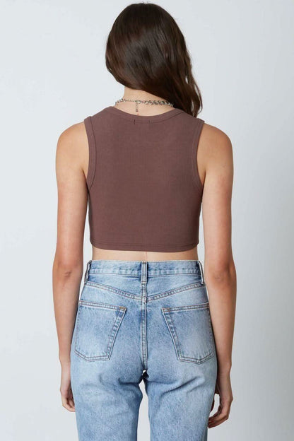 Next Level Chestnut Brown Cinched Cropped Tank