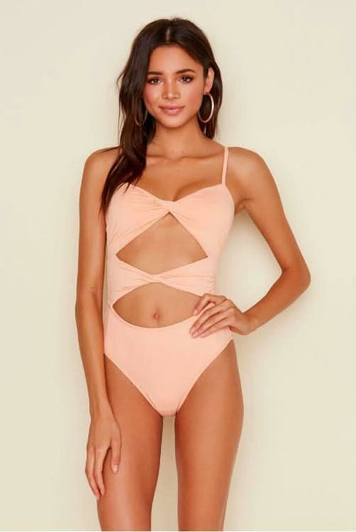 Dana Apricot Twist Front One-Piece Swimsuit