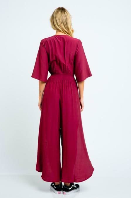 Frankie Burgundy Front Tie Jumpsuit