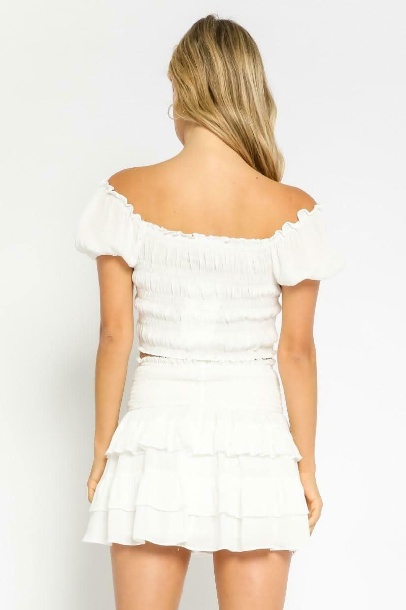 Daybreak White Drawstring Crop Top