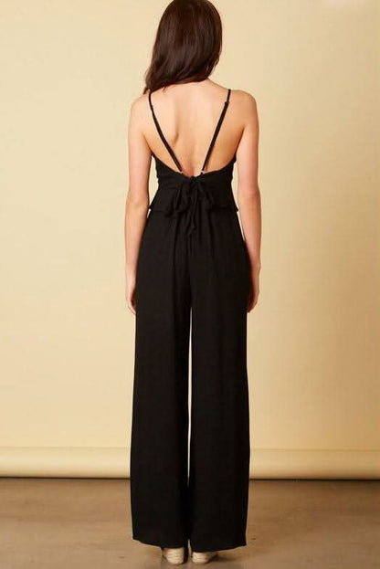 Glamorous Scene Black Tie Front Jumpsuit