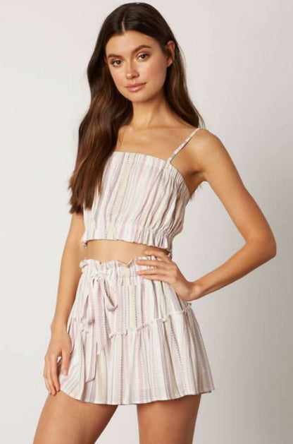 Lia Pink Striped Cropped Two-Piece Skort Set