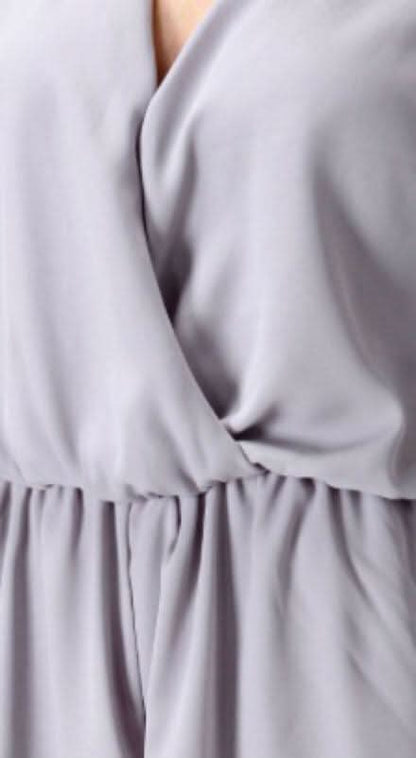 Lola Grey Bell Sleeve Surplice Romper