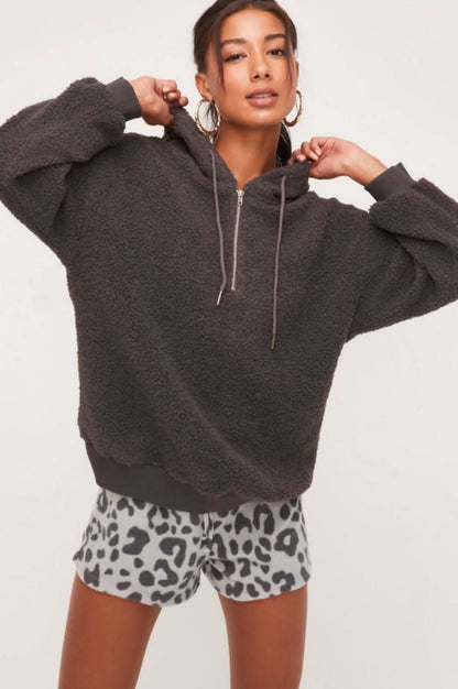 Gabriella Charcoal Grey Sherpa Hoodie