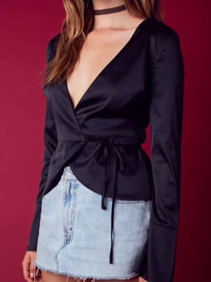 Lou Satin Wrap Top