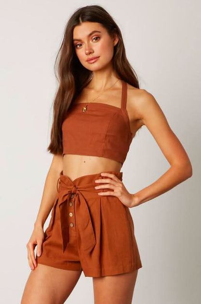 Jamie Cocoa Halter Crop Top