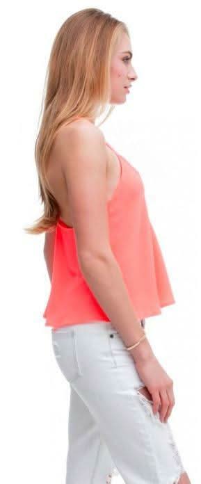 Party All The Time Neon Coral Tank