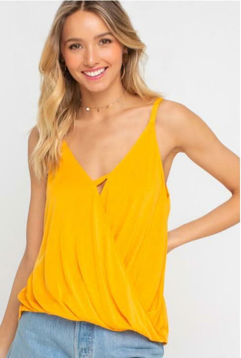 Endless Possibilities Yellow Surplice Wrap Tank Top