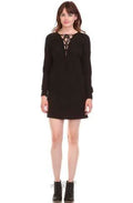 Good Vibes Black Lace Up Dress