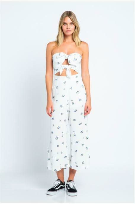 London Garden White Floral Print Double Tie-Front Jumpsuit