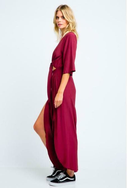 Frankie Burgundy Front Tie Jumpsuit