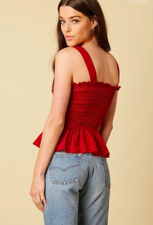 Elsa Paprika Red Peplum Tank Top