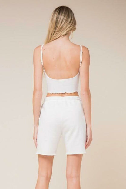 Don't Do It White Notch Cami Crop Top