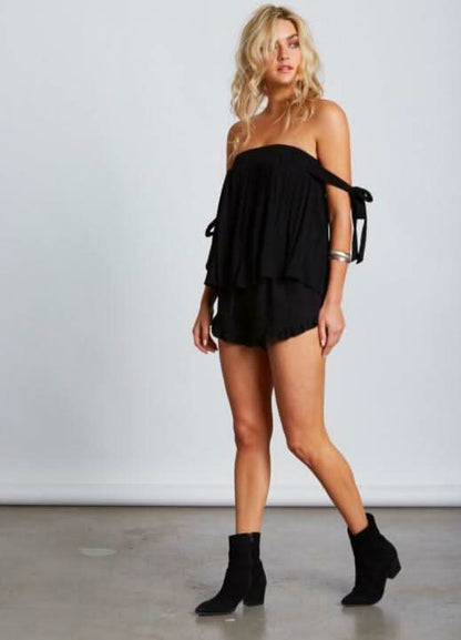 Out Of Town Black Off-the-Shoulder Top