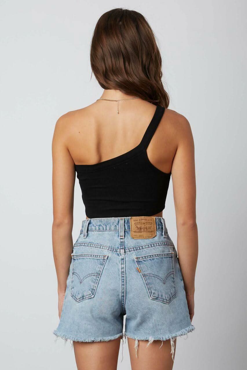 Desert Day Black One-Shoulder Crop Top