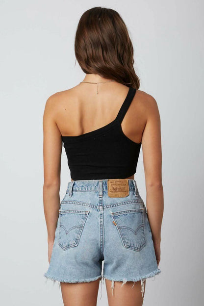 Desert Day Black One-Shoulder Crop Top