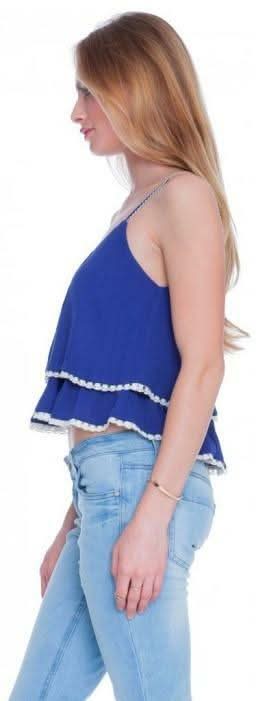 Let Me Decide Blue Ruffle Crop Top