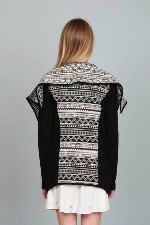 En Créme Black and White Aztec Jacket