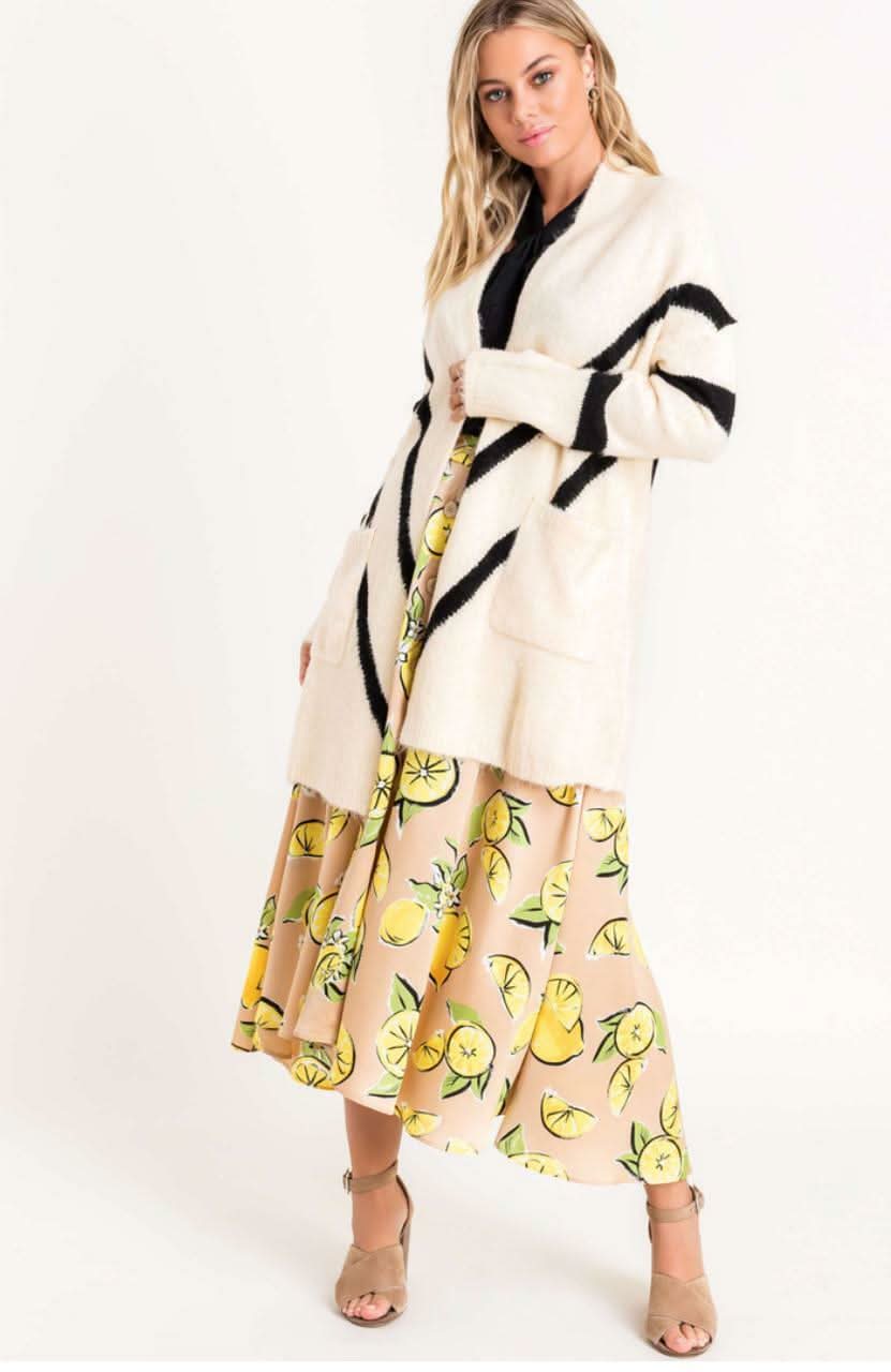 Cozy Dreams Cream Chevron Striped Knit Cardigan