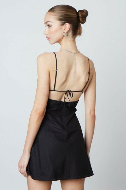 Luna Black Backless Mini Dress