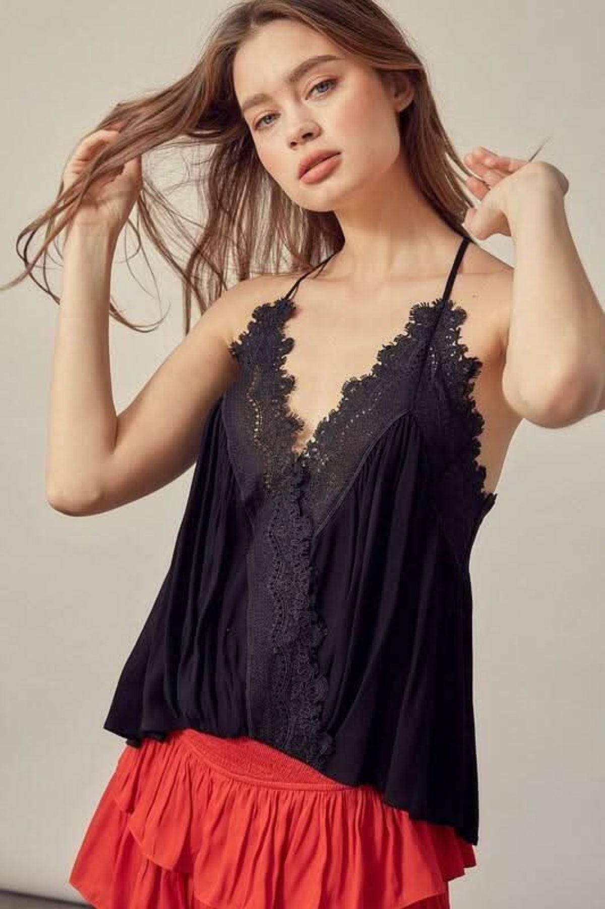 Everything Sweet Black Lace Trim Tank Top