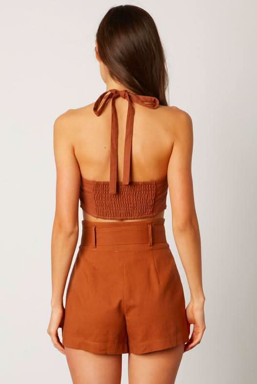 Jamie Cocoa Halter Crop Top