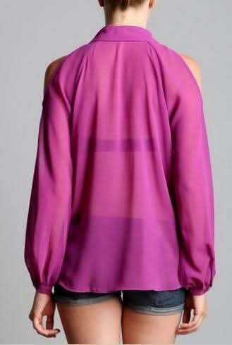 Empower Yourself Magenta Cold Shoulder Blouse