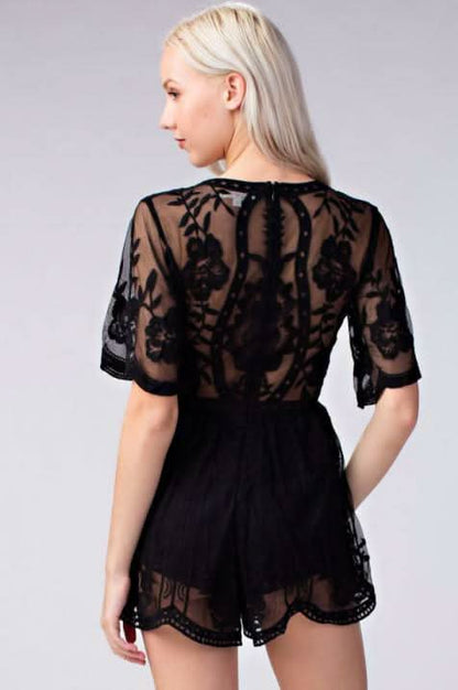 Endless Lace Black Deep V Romper