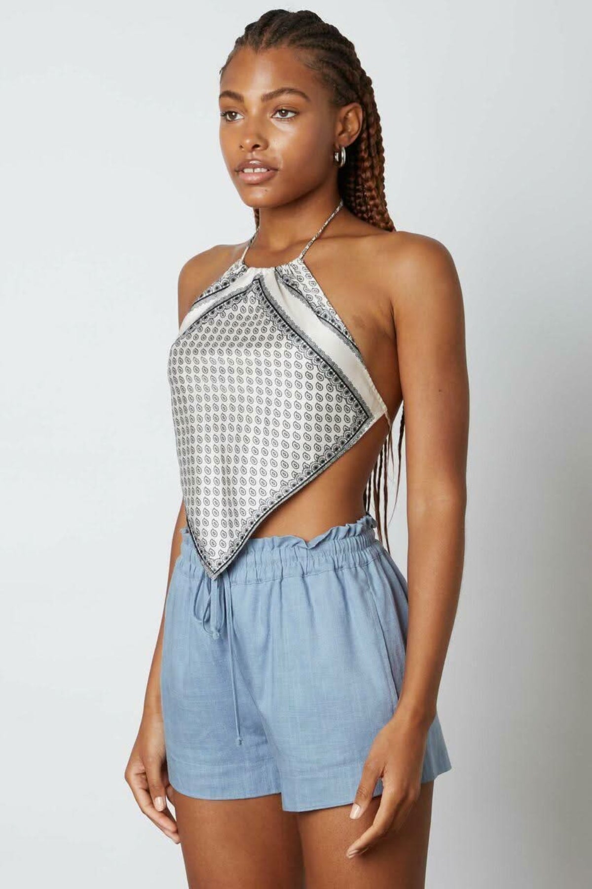 Everyday Slate Blue Smocked Waist Shorts