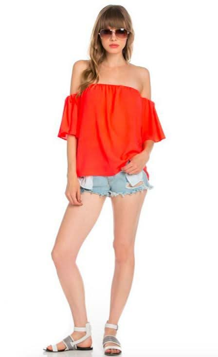 Lucid Red Off-The-Shoulder Top