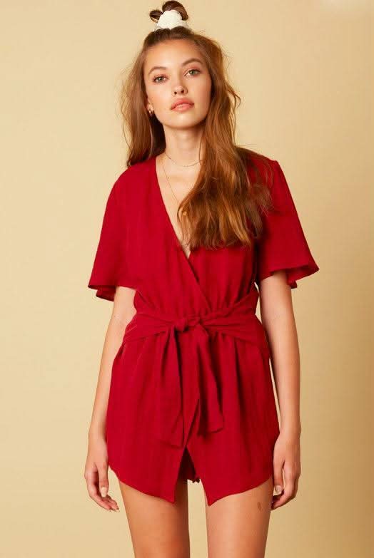 Falling For You Burgundy Romper