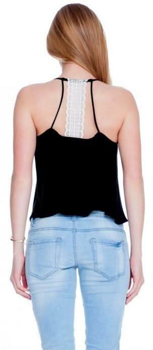 Lush Early June Black Lace Tank Top