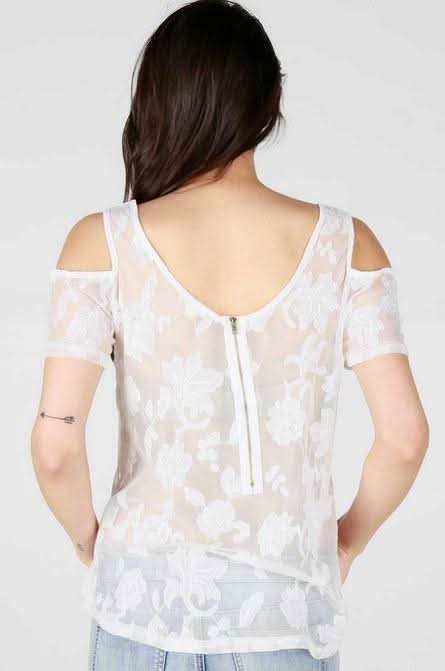 Daphne White Lace Cold Shoulder Top