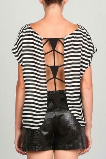Love Me Back Black and White Striped Top