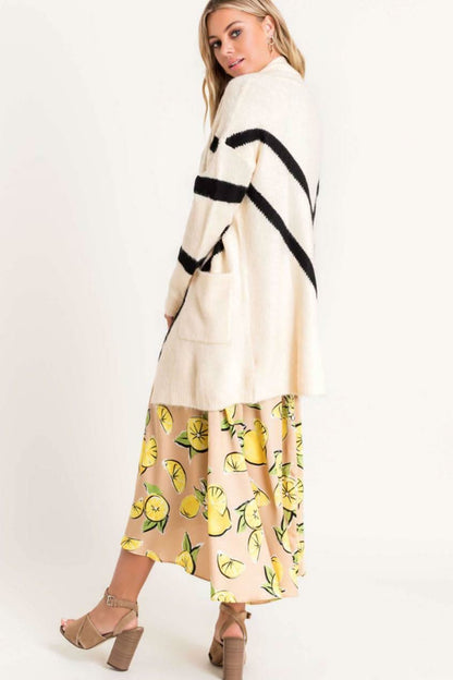 Cozy Dreams Cream Chevron Striped Knit Cardigan