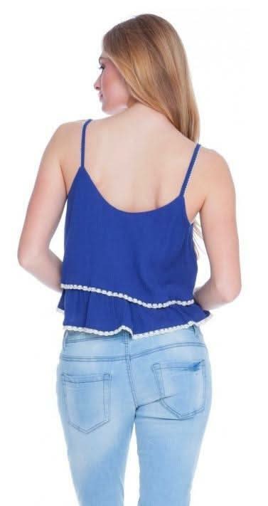Let Me Decide Blue Ruffle Crop Top
