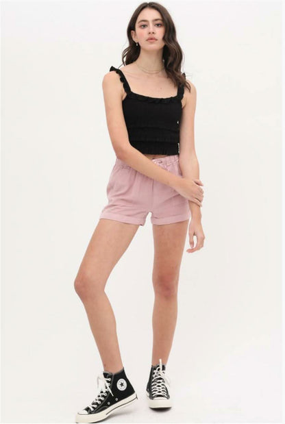 Copa Black Smocked Cropped Tank Top