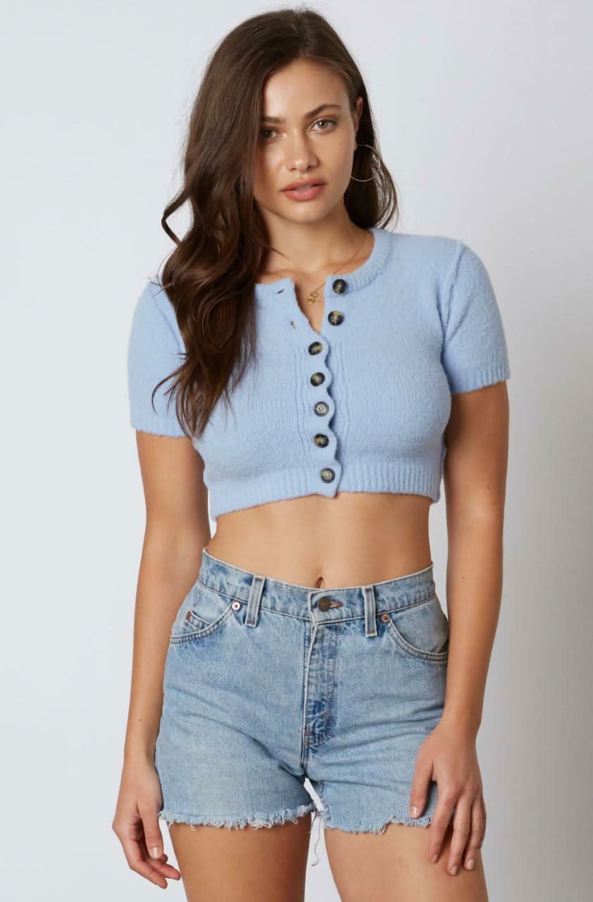 Get There Light Blue Shrunken Cardigan