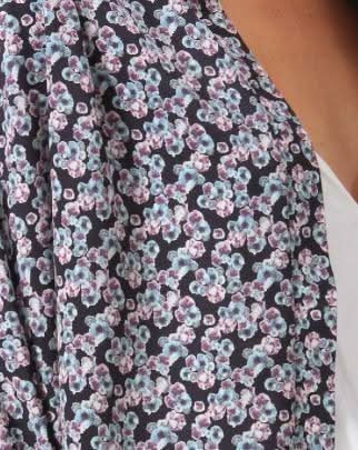 Julie Black Floral Print Kimono