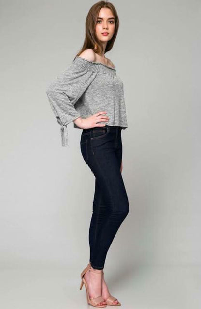 Montauk Heather Grey Off-The-Shoulder Top