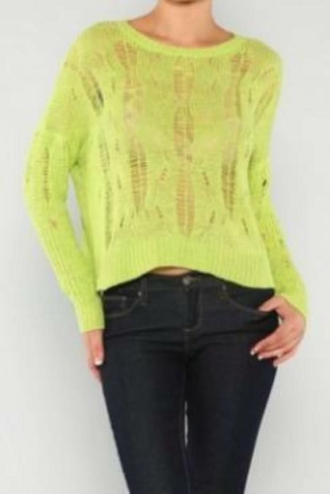 Delirious about Lime snagged Knit Sweater