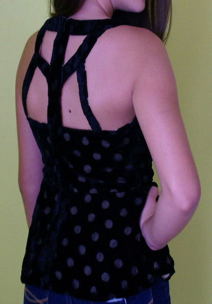 Connect the Dots Black Velvet Peplum Top