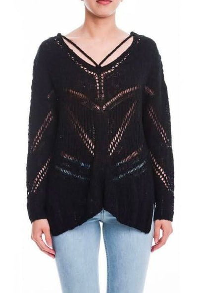 LUSH Moonlight Sweetness Black Strappy Sweater