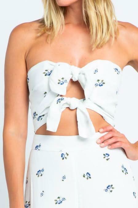 London Garden White Floral Print Double Tie-Front Jumpsuit