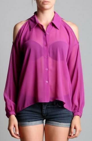 Empower Yourself Magenta Cold Shoulder Blouse
