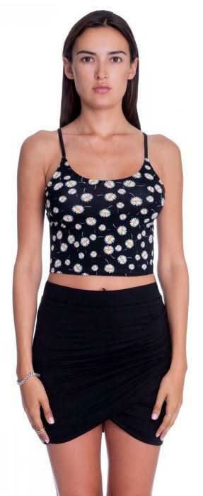 Lush Malibu Party Black Tulip Hem Mini Skirt
