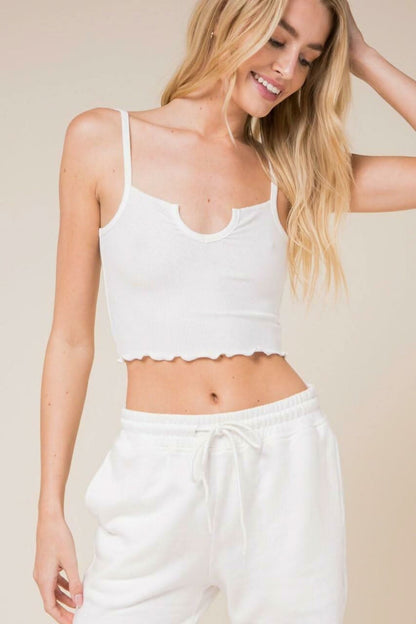 Don't Do It White Notch Cami Crop Top