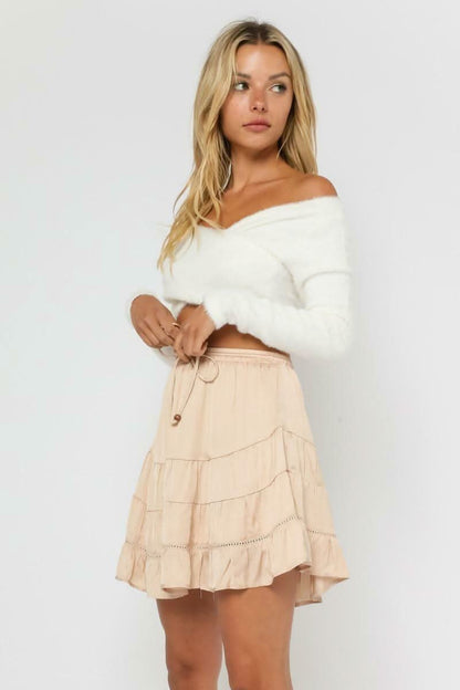 Cozy Cuteness White Off-the-Shoulder Cropped Sweater